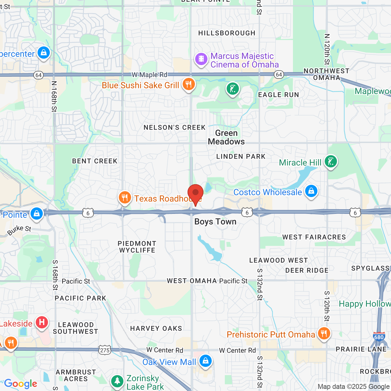 Google map image of our location in 14301 FNB Pkwy Omaha, NE